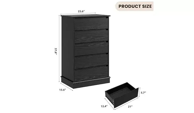 5 Drawer Dressers,Chest of Drawers with Deep Drawers,Large Double Dresser for Closet with Wide Top,Tall Wooden Dresser for Living Room, Bedroom