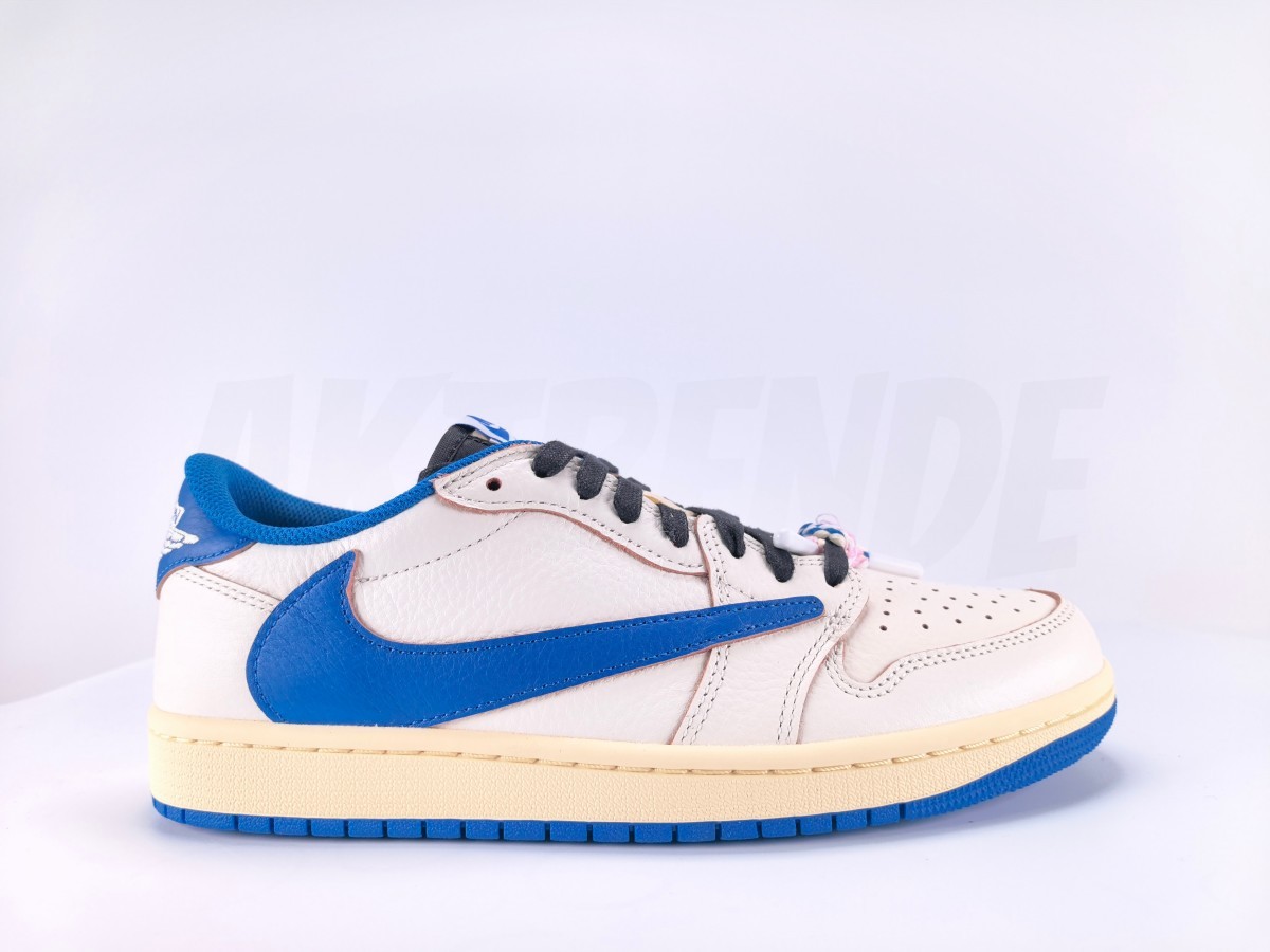 Fragment x Travis Scott x Air Jordan 1 Retro Low OG SP 'Sail Military Blue' - Aktrende