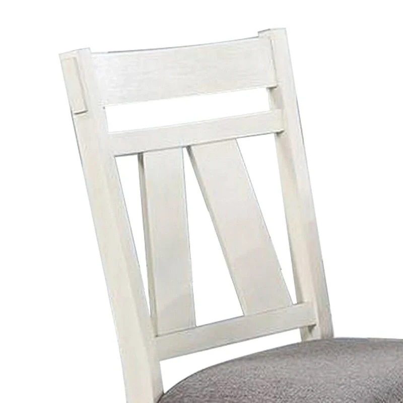 Classic Dining Side Chair with Padded Seat, Set of 2, Gray and White