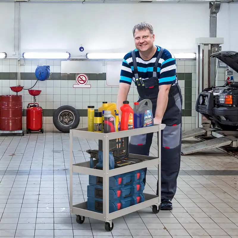 Costway 3-Tier Metal Utility Cart 400 lbs Storage Service Trolley Tool - See Details