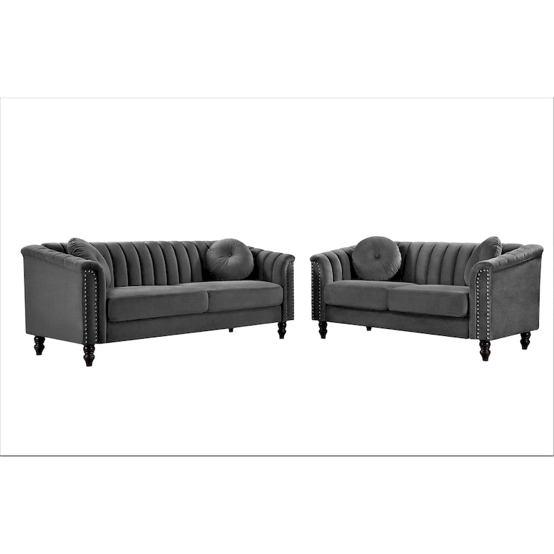 Hills Tufted Back Nailhead 2PCS Living Room set
