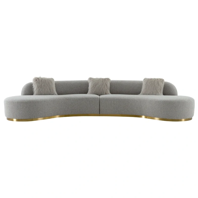 Pasargad Home Simona Curved Sofa with 3 Pillow Included