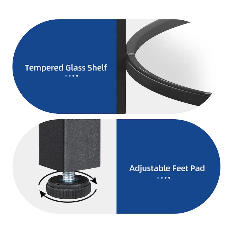 White Marble Pattern Round Coffee Table with Glass 2-Tier Circle Gold Frame