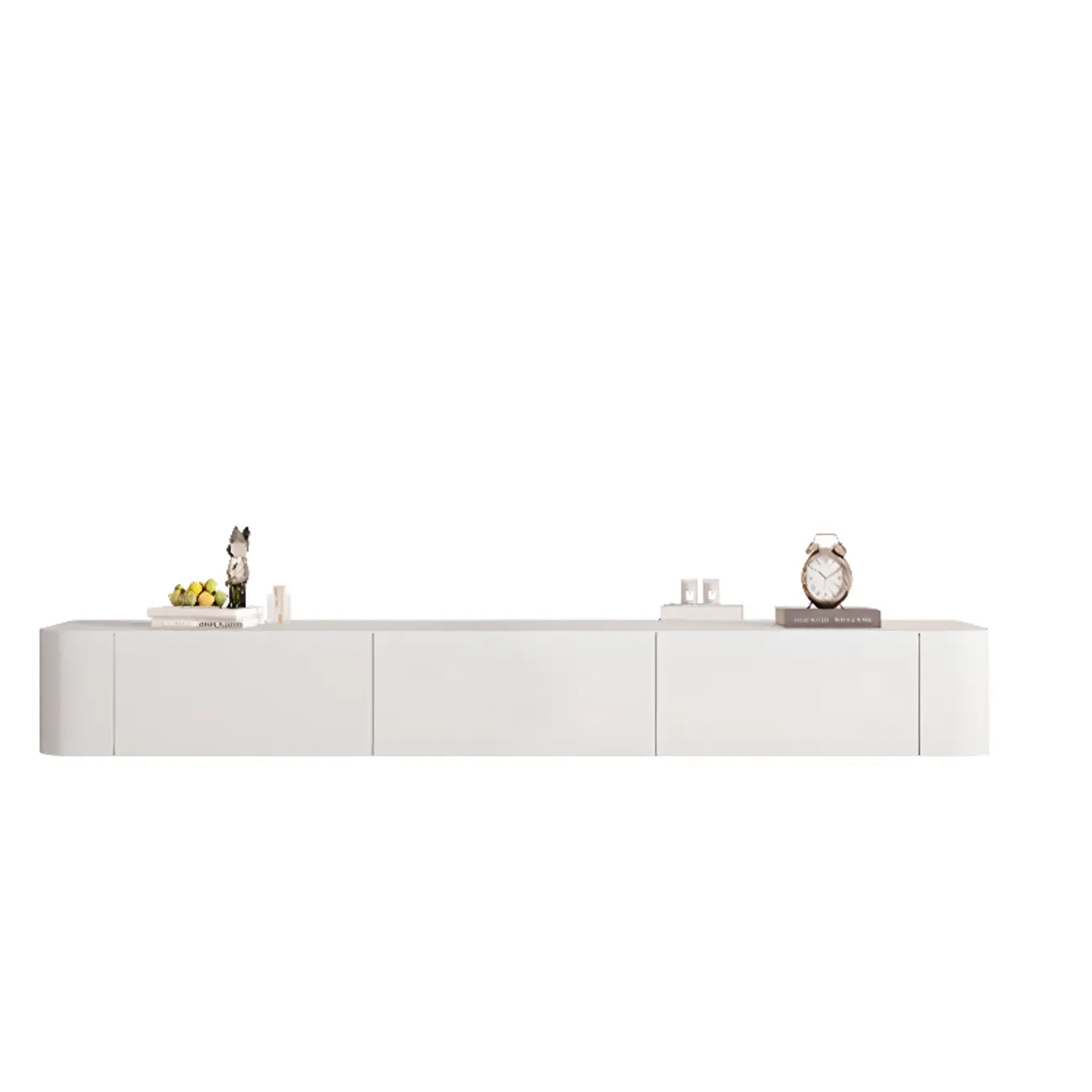 87 Grey Solid Wood Long Floating TV Stand with Drawers