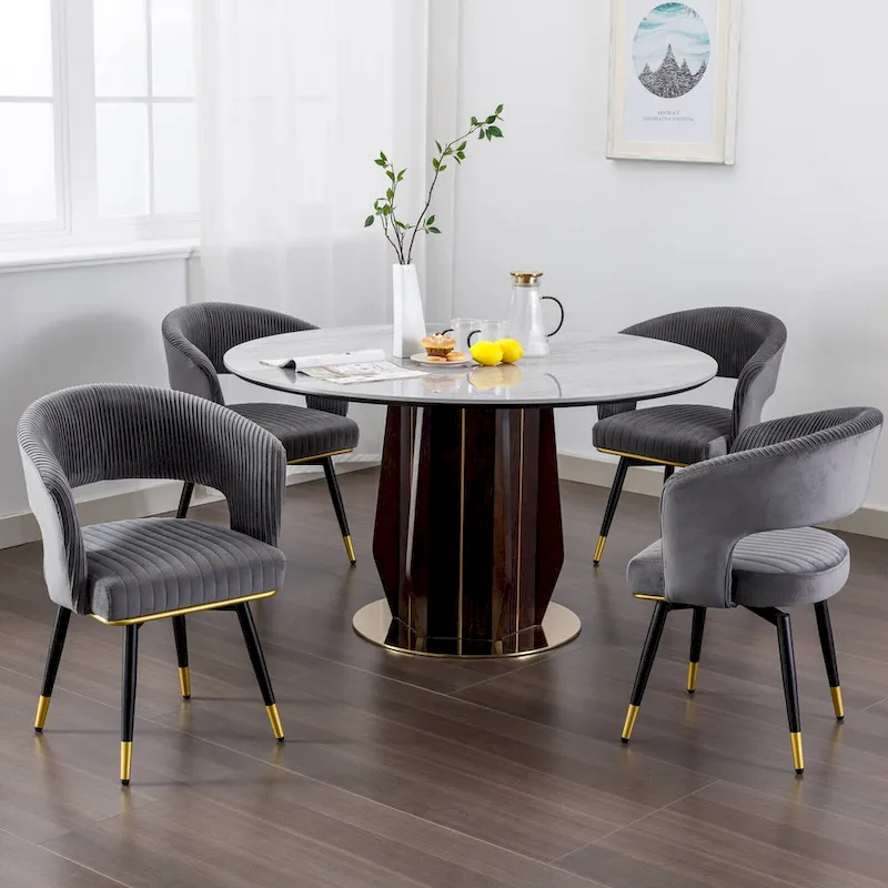 Swivel Velvet Dining Chair with Metal Legs, Set of 2