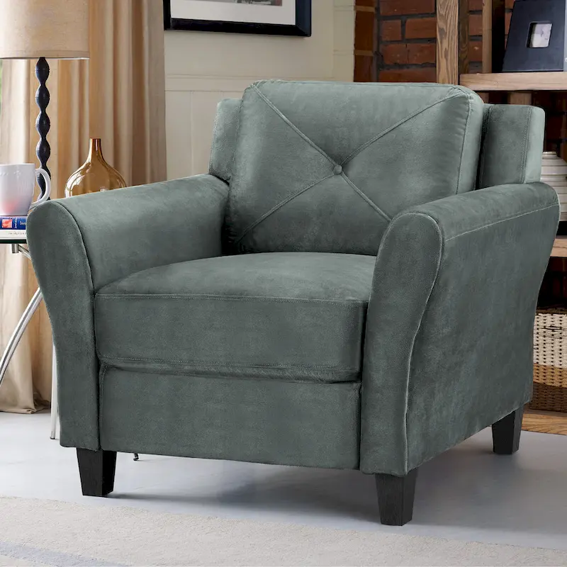 Tufted Microfiber Accent Chair - Single Seat with Curved Arms