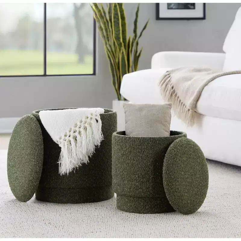 LumiSource Marla Upholstered Ottoman Set Fabric