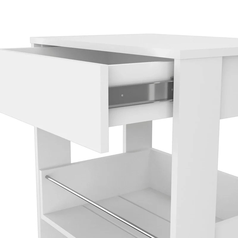 Gladiolus Kitchen Island, Two Cabinets, Three Open Shelves