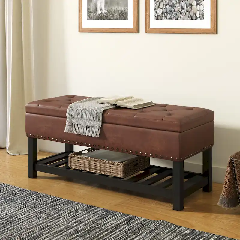 WYNDENHALL Riley 43 inch Wide Rectangle Ottoman Bench - 43 W x 17 D x 19 H