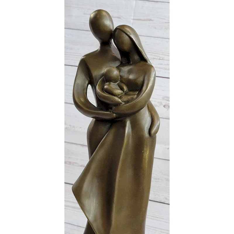 Modern Bronze Sculpture Statue Figure Abstract Couple Baby Loved Family Art Deco