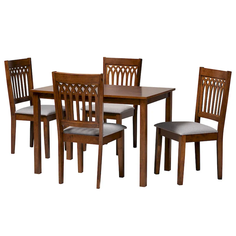 Modern Fabric and Wood Dining Set