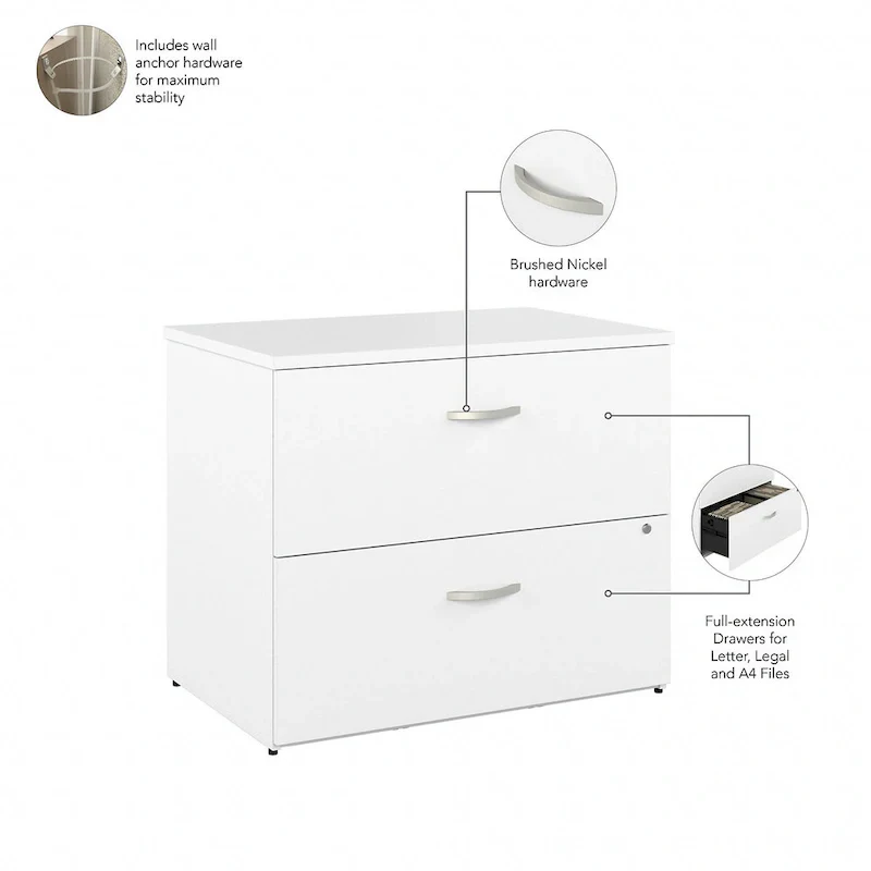 2-Drawer Lateral File Cabinet with Open Shelves
