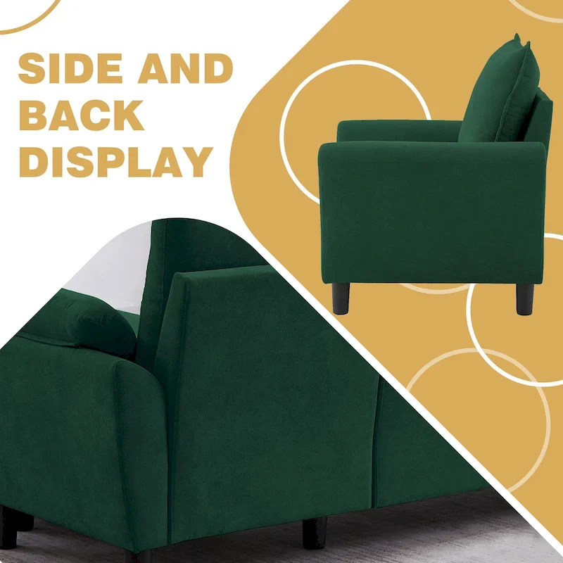 3-Piece Living Room Sectional Sofa Set with Chair and Ottoman