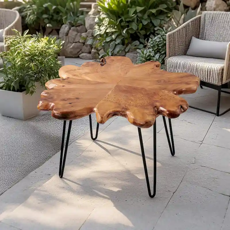Live Edge Wood Coffee Table with Hairpin Legs