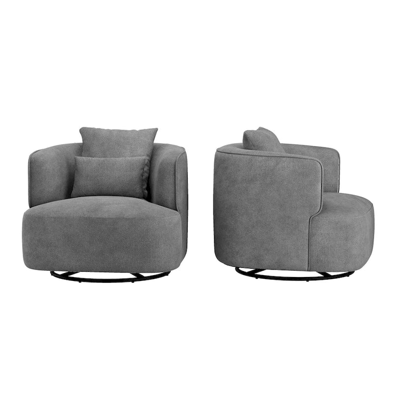 Swivel Accent Armchair Fabric Blend, Modern Barrel Living Room Sofa Chair - 32.7 W x 32.7 D x 26.8 H