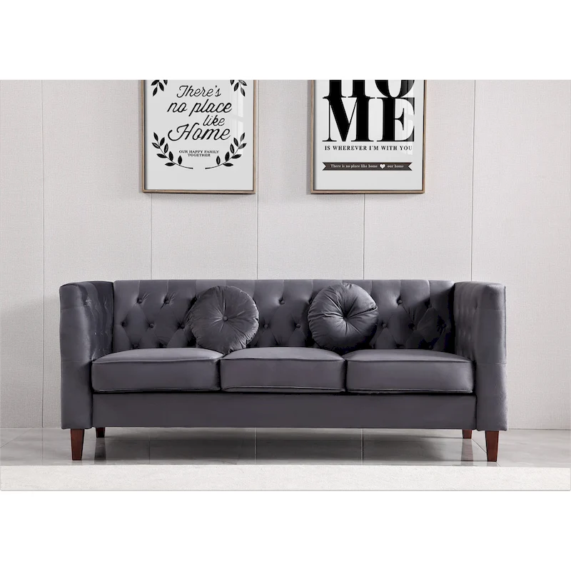 US PRIDE FURNITURE Velvet Classic Chesterfield Sofa with Wood legs