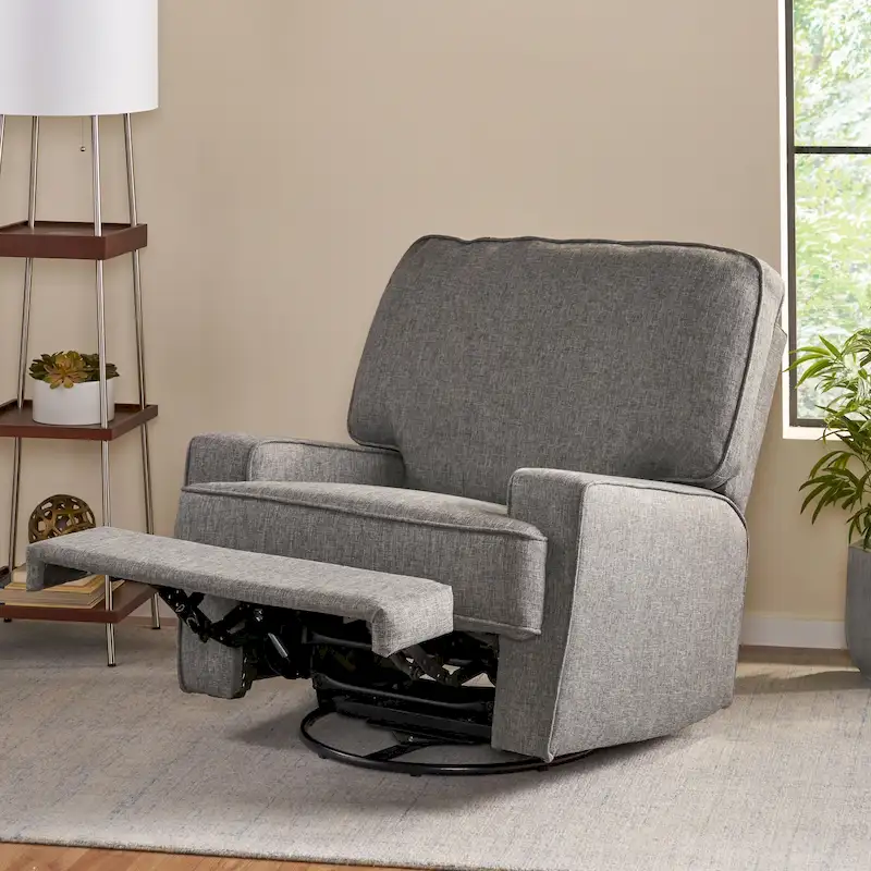 Charcoal/Navy Tweed Traditional Glider Recliner with Swivel, 1-Person