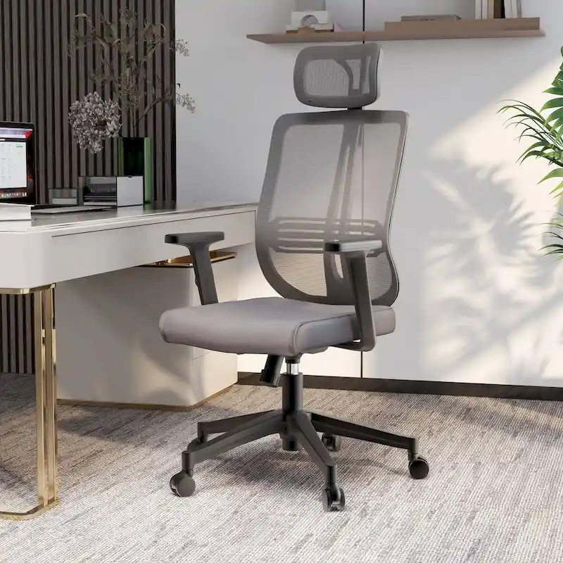 Adjustable Office Chair with Mesh Back and Headrest Nift Series by LeisureMod