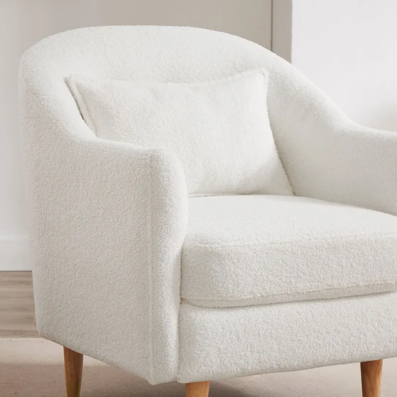 VANOMi 28.34 W Set Of 2 Accent Armchair, Velvet Barrel Chair with Solid Wood Legs