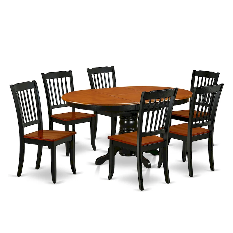 East West Furniture Dining Table Set- an Oval Kitchen Table and Kitchen Chairs, 42x60 Inch, Black & Cherry(Pieces Options)