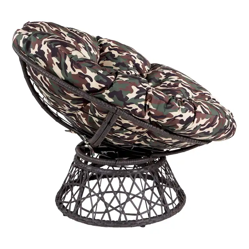 Orange / Purple / White / Green / Camo Wicker Swivel Papasan Chair – Single
