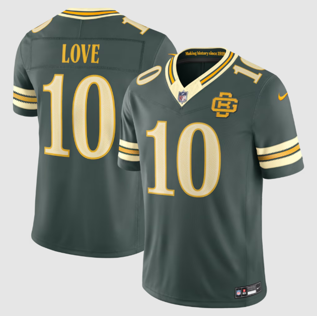 Green Bay Packers Jordan Love Green 2026 Rivalries Collection Stitched Limited Jersey