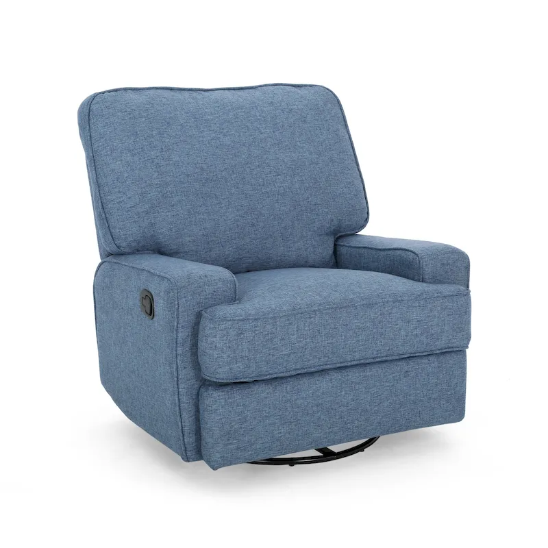 Charcoal/Navy Tweed Traditional Glider Recliner with Swivel, 1-Person