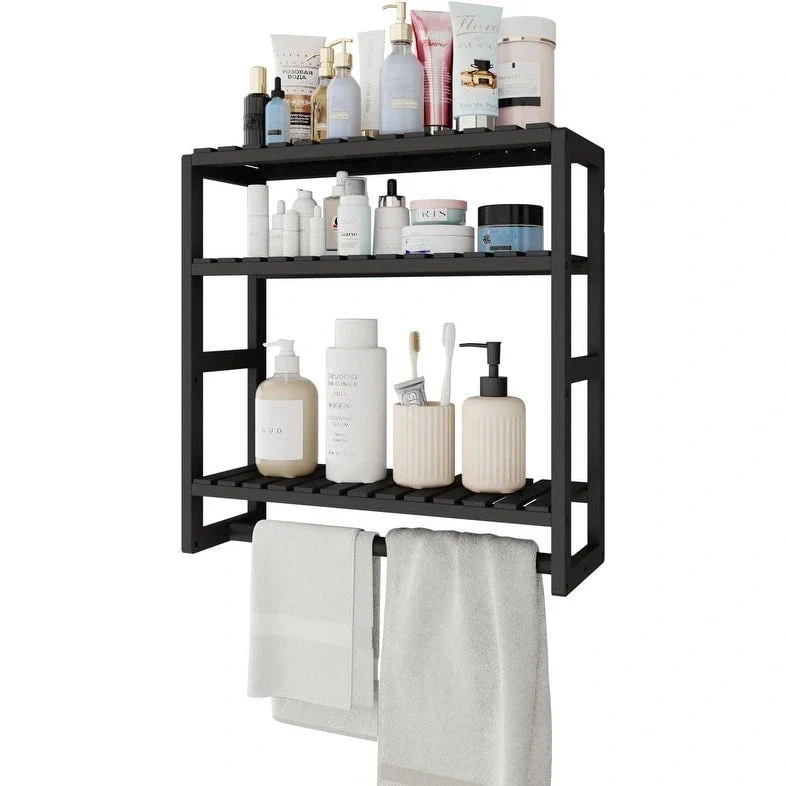 Bamboo Floating Shelves Bathroom Storage 3-Tier