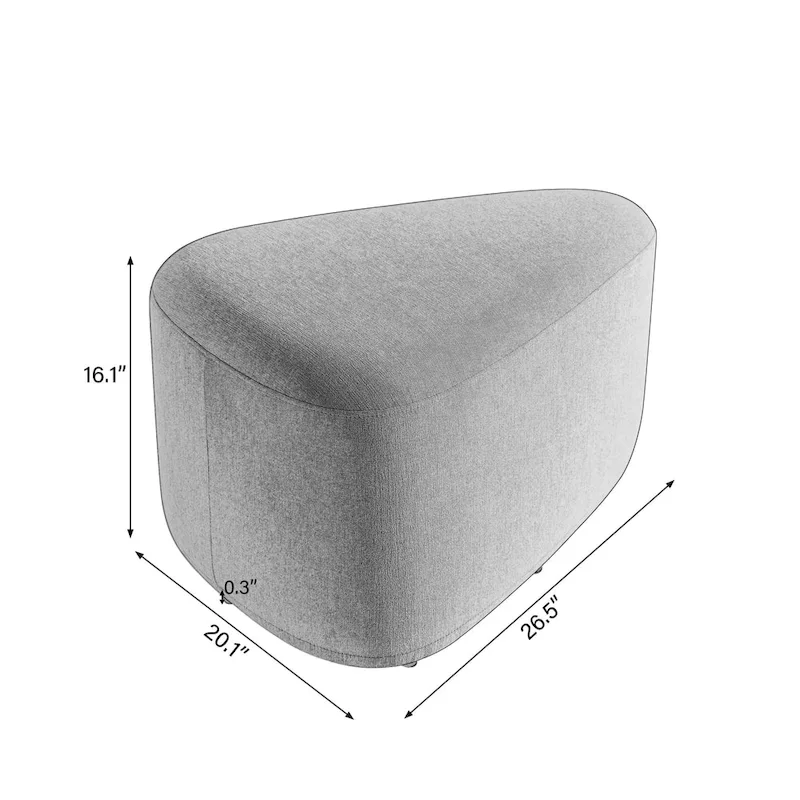 Triangular Chenille Fabric Pouf Ottoman