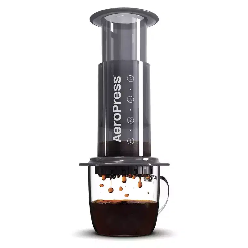 AeroPress Original Coffee Press: Manual Single Serve Coffee Maker, 8 oz Capacity, Includes Scoop #38; Paper Filters, Black