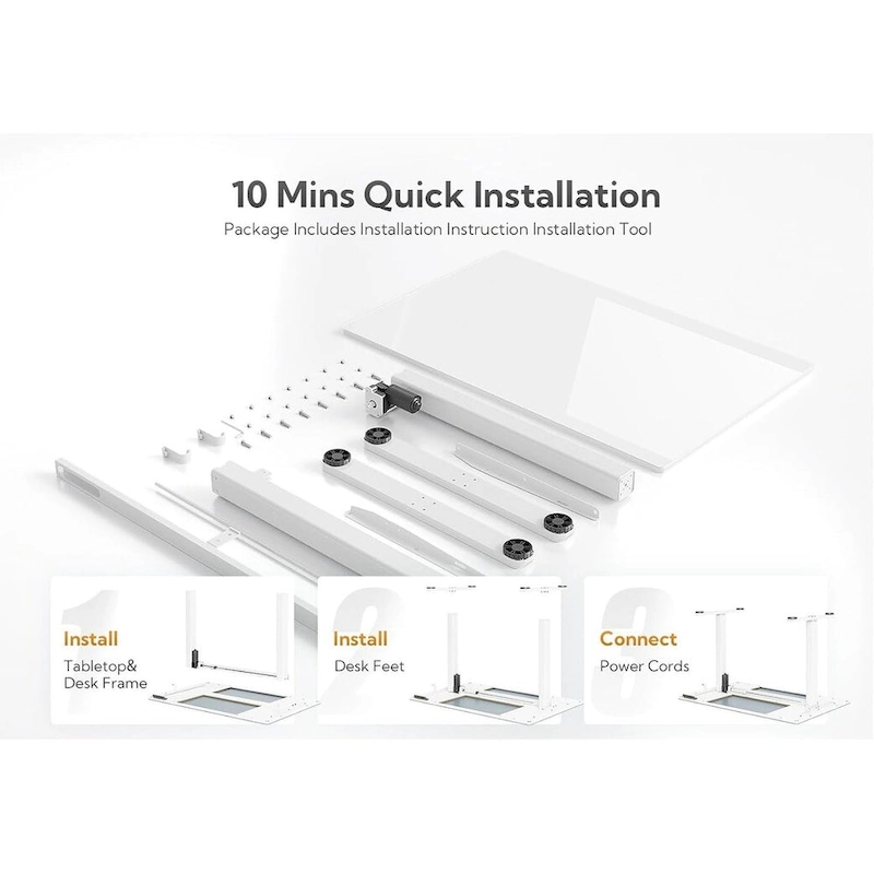 Claiks Glass Standing Desk, White Standing Desk Adjustable Height