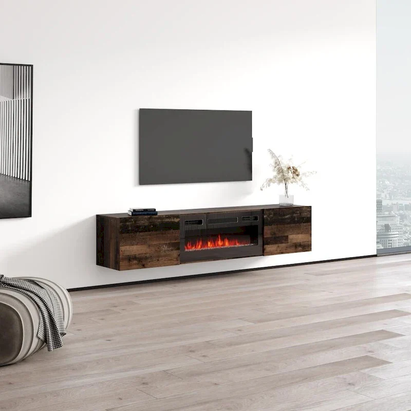 Floating Fireplace TV Stand