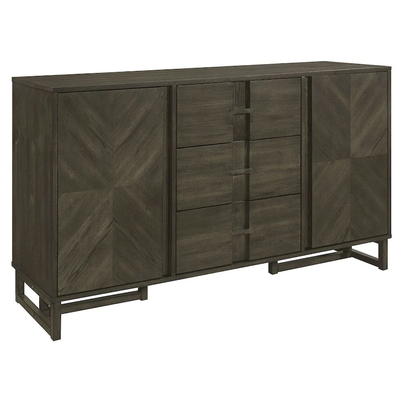 Glenmoor Dark Grey 3-Drawer Server with 2 Cabinets