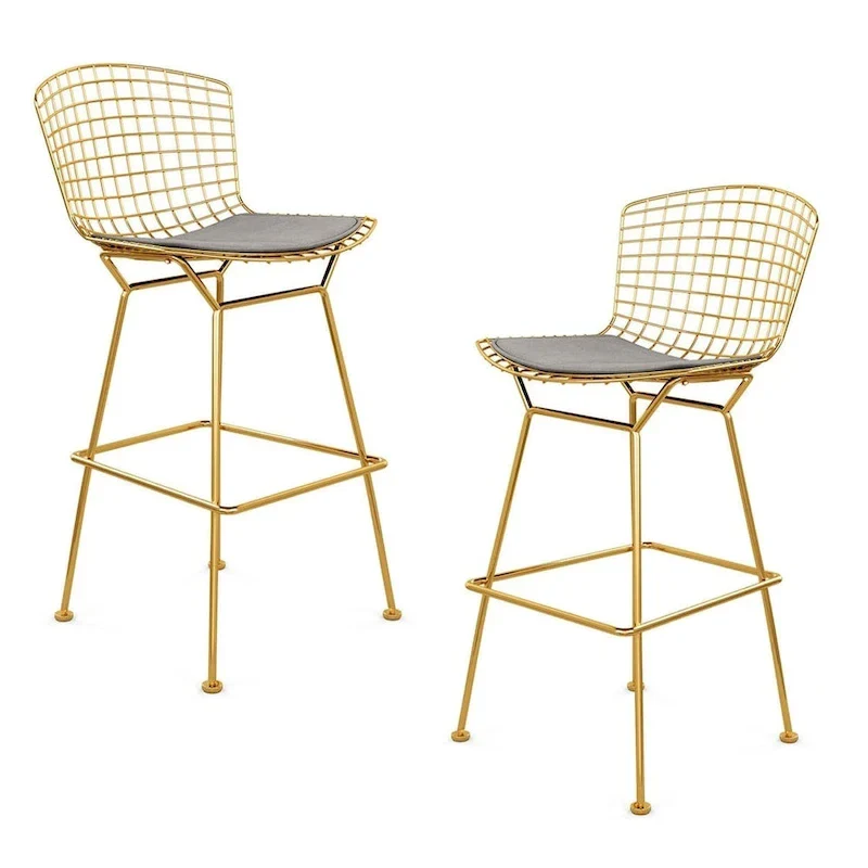 Wire Metal Counter Stool, White/Black & Chrome/Gold, Single Seat – 26