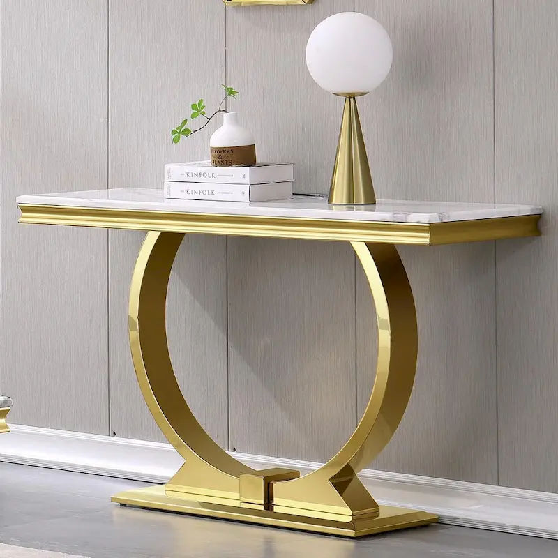 Modern Console Tables With Metal U Base and Gloss texture top