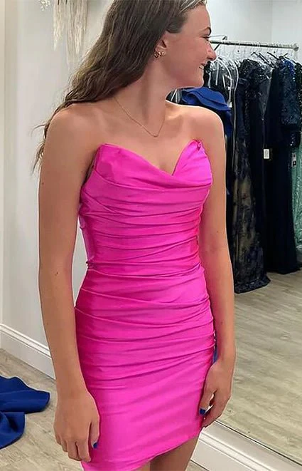 Boydcon Sweetheart Fuchsia Short Homecoming Dress with Ruched