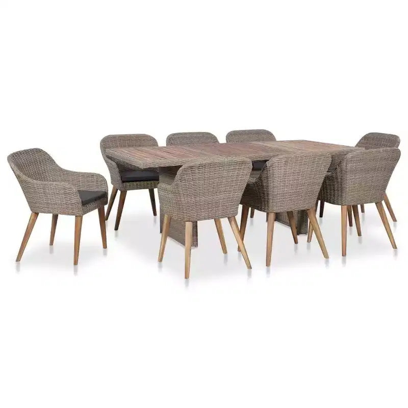 vidaXL Patio Dining Set Outdoor Table and Chairs Furniture Set Poly Rattan