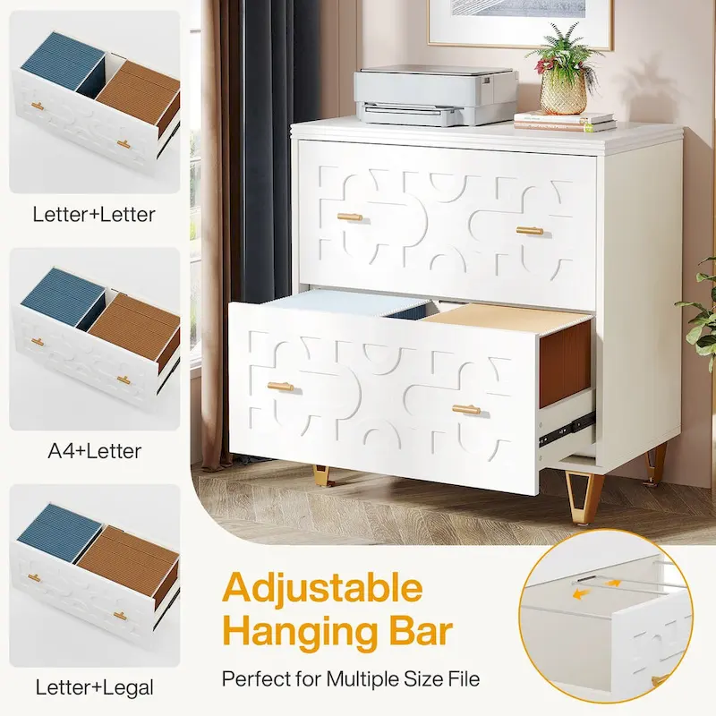 2-Drawer Filing Cabinet with White Finish