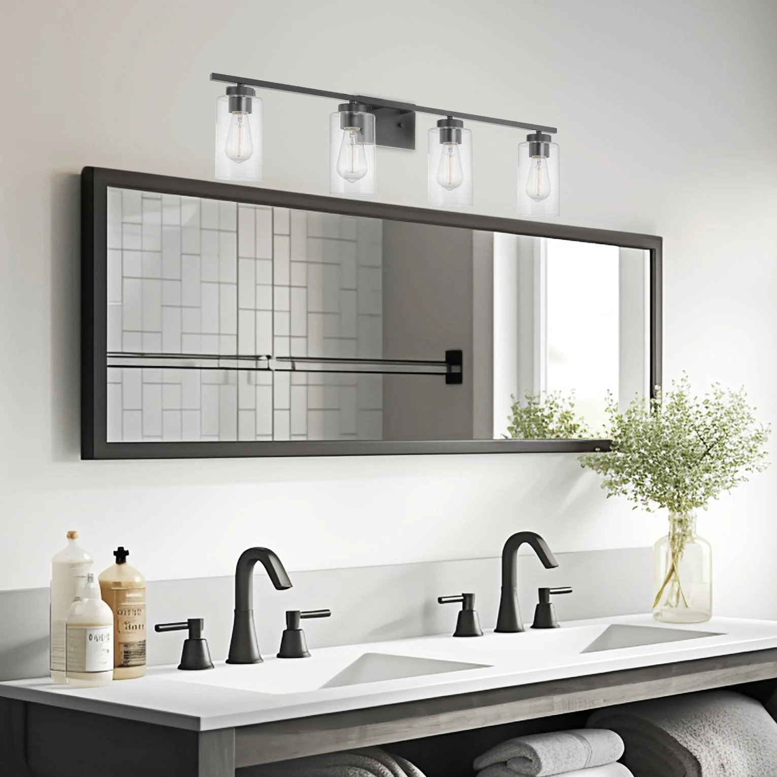 Lucid 33 4-Light Farmhouse Vanity / Bathroom Light