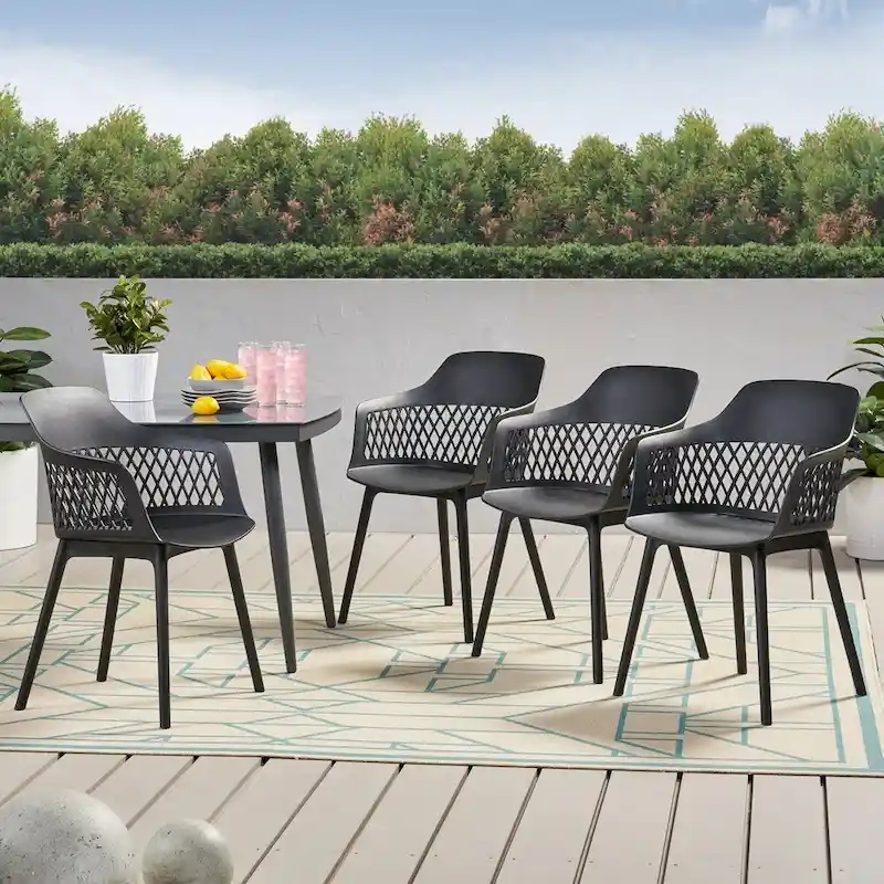 Azalea Outdoor Modern Dining Chair (Set of 4) by Christopher Knight Home - 23.00 W x 21.50 D x 33.00 H