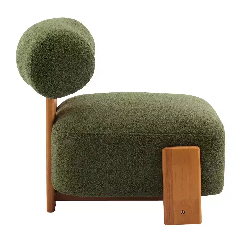 27.25-Inch Modern Boucle Lounge Chair with Solid Wood Frame and Rolled Backrest, for Living Room or Office