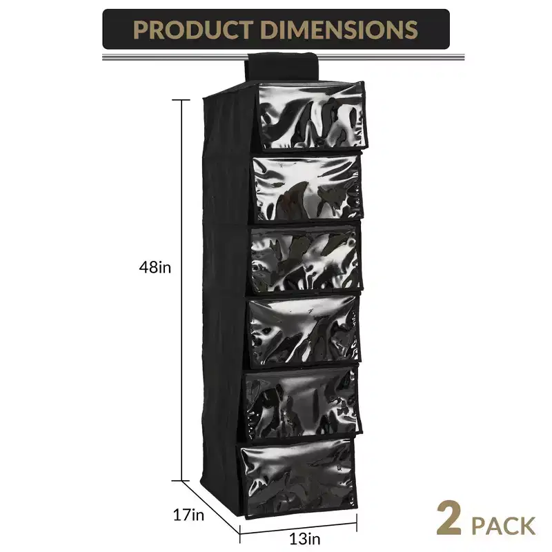 2 Pack Hanging Hat Rack for Closet, Dust Proof & Folding 6-Shelf Cowboy Hat Organizer Hanger, Easy to Hang & No Drilling Required, for Dorm Apartment