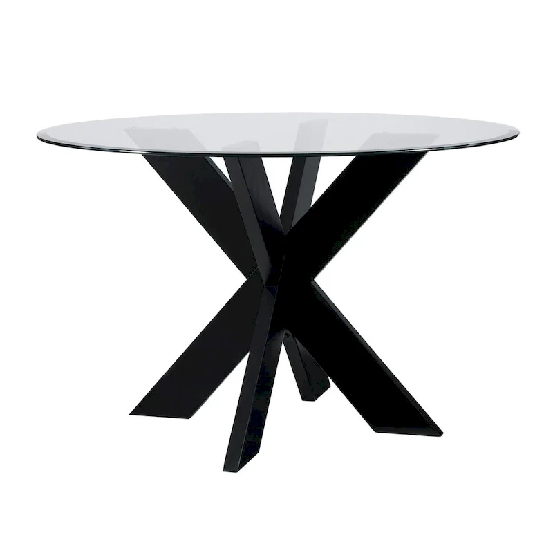 Allard X-base Round Glass Dining Table (Table Only)