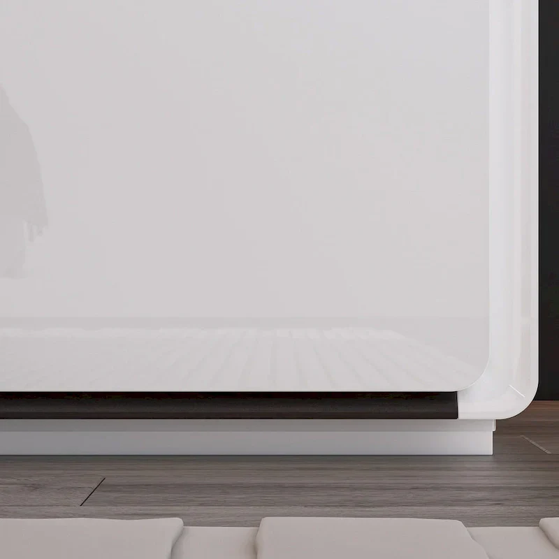 White High Gloss Nightstand with LED Lights - 2 Drawers