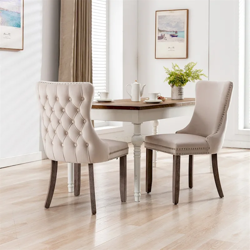 Mid-Century Modern Upholstered Dining Chair (Set of 2)