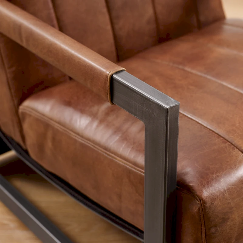 Art Leon Genuine Leather Lounge Accent Arm Chair