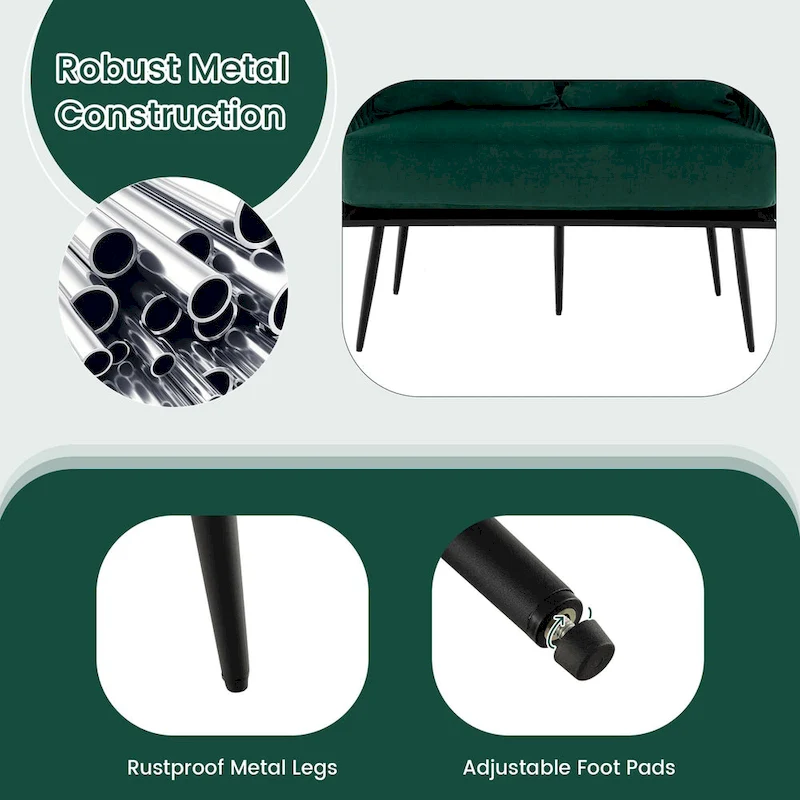 Costway Modern Loveseat Sofa Upholstered Dutch Velvet Couch with Woven - See Details