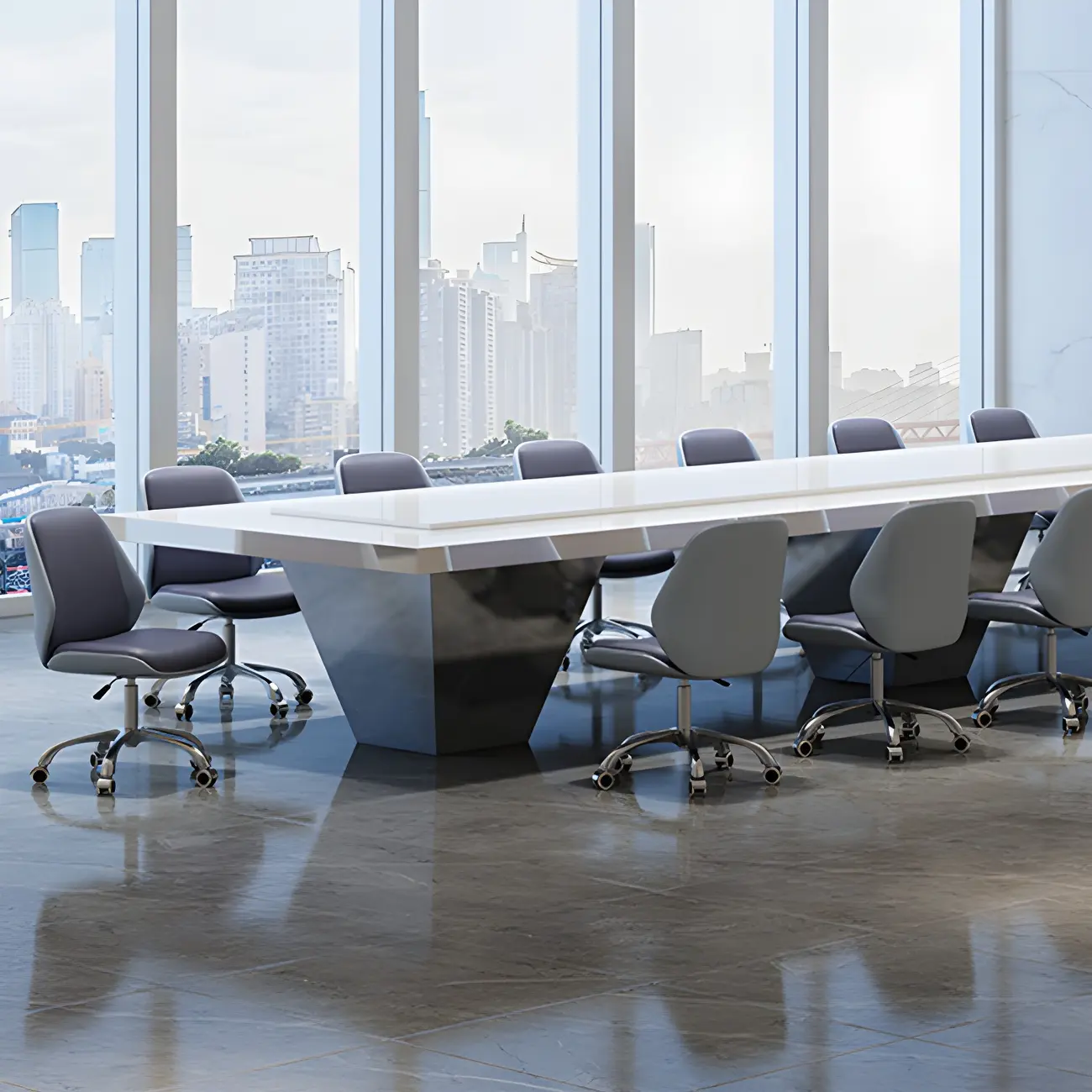 Modern Leather Upholstered Swivel Office Chair