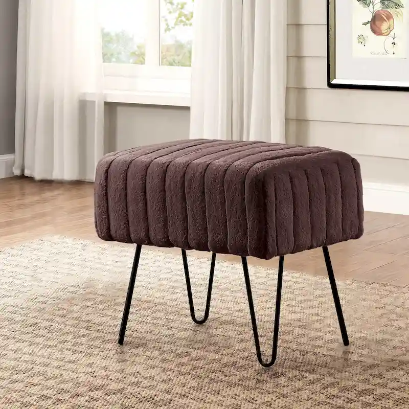 Serenta SuperMink Fauxfur Ottoman Bench