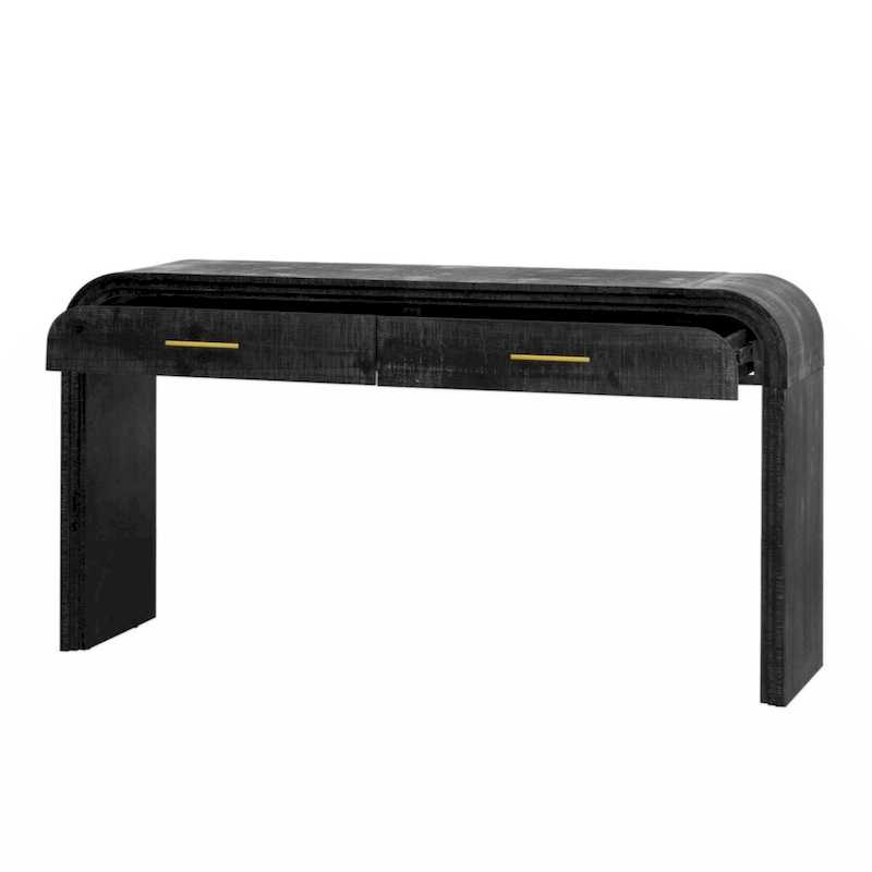 Unique Retro Silhouette Console Table with Open Style, Two Top Drawers